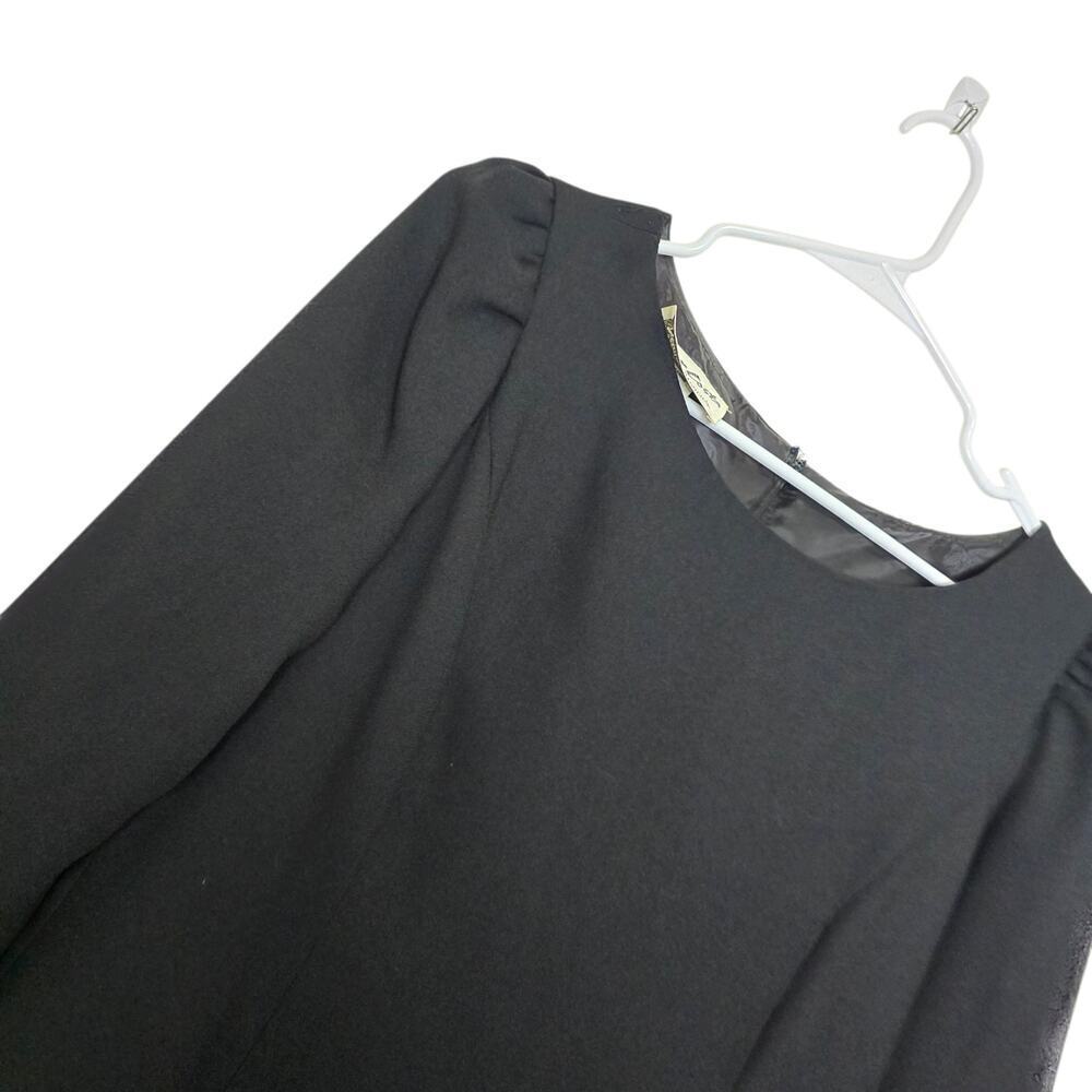 Vintage Victor Costa Neiman Marcus Black Ruffle Hem Cocktail Dress 8 - Picture 2 of 11